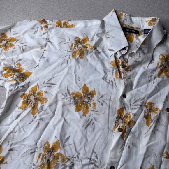 Puritan Other - Puritan Mens 2XL‎ Floral Button Down Shirt White Yellow Viscose Rayon Tropical